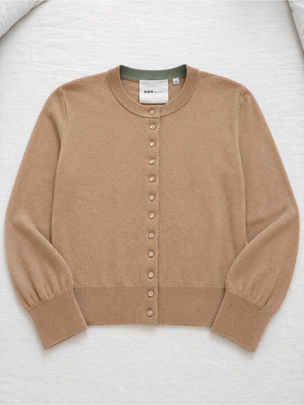 525 America Camel Button-Front Crewneck Cardigan